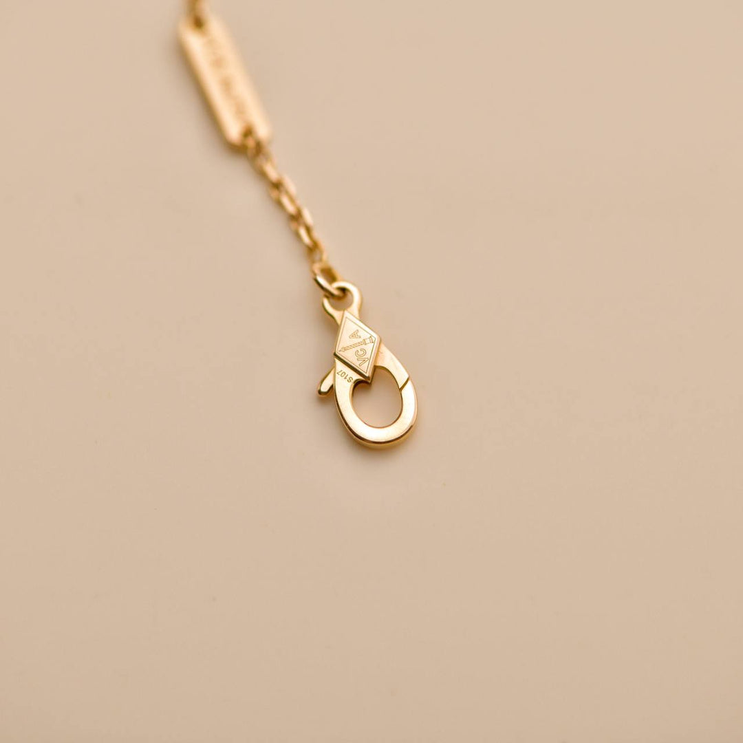 Second Hand Van Cleef Vintage Alhambra Rhodonite Diamond 2021 Holiday Pendant