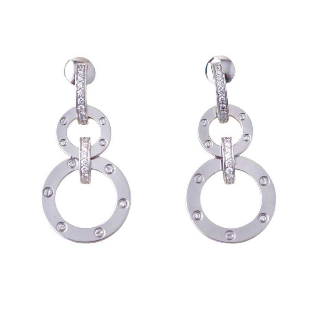 Preloved Cartier Love Diamond 18K White Gold Drop Earrings