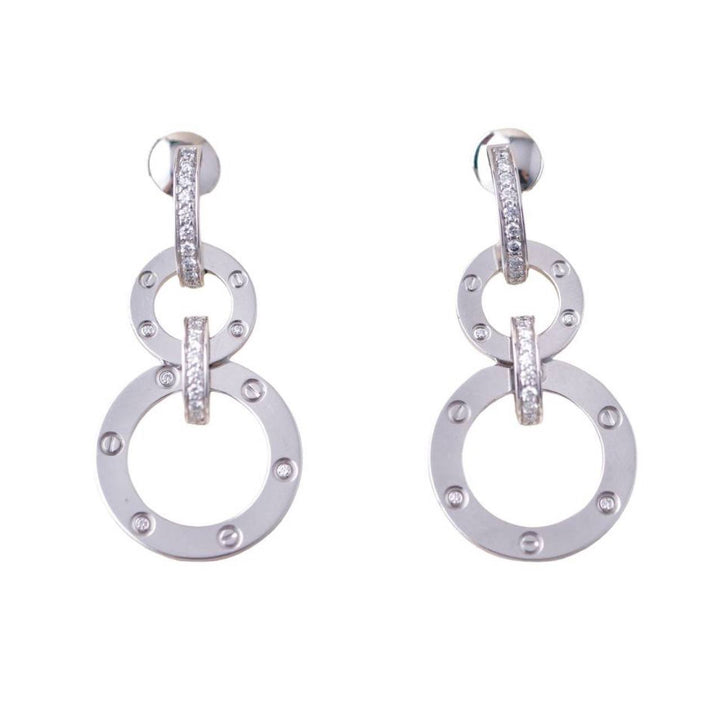 Preloved Cartier Love Diamond 18K White Gold Drop Earrings
