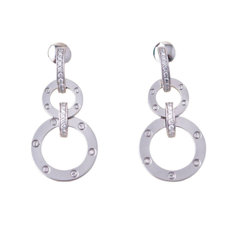 Preloved Cartier Love Diamond 18K White Gold Drop Earrings