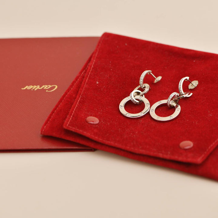 Preowned Cartier Love Diamond 18K White Gold Drop Earrings