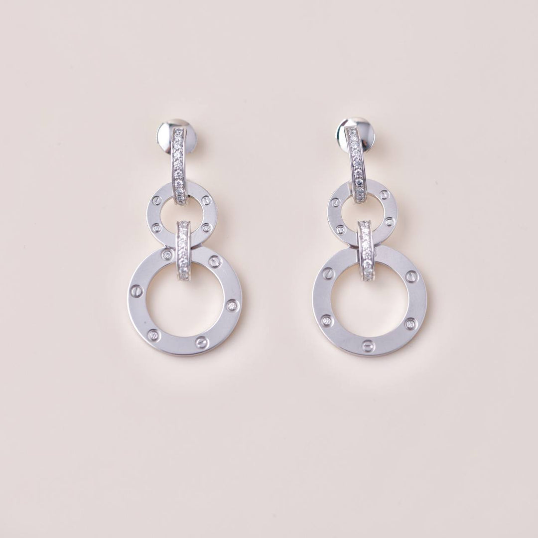 Used Cartier Love Diamond 18K White Gold Drop Earrings