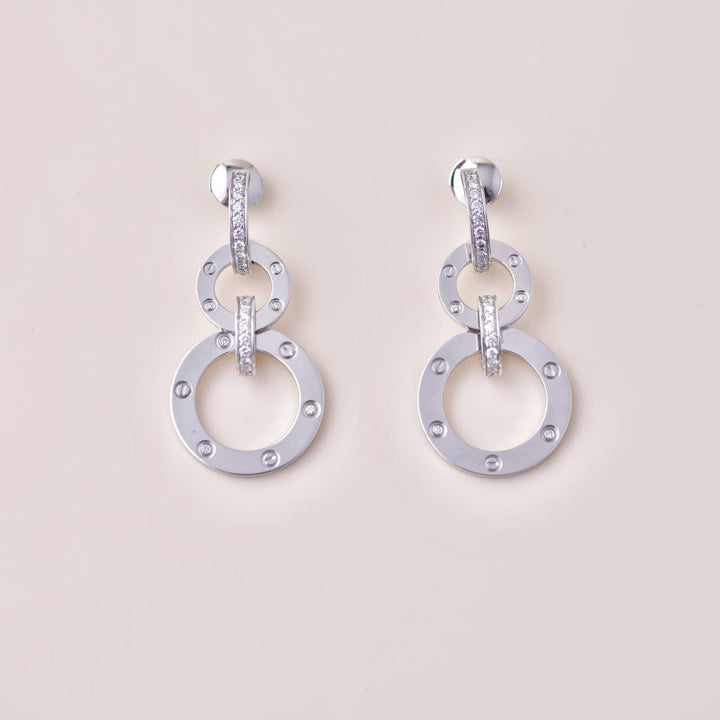 Used Cartier Love Diamond 18K White Gold Drop Earrings