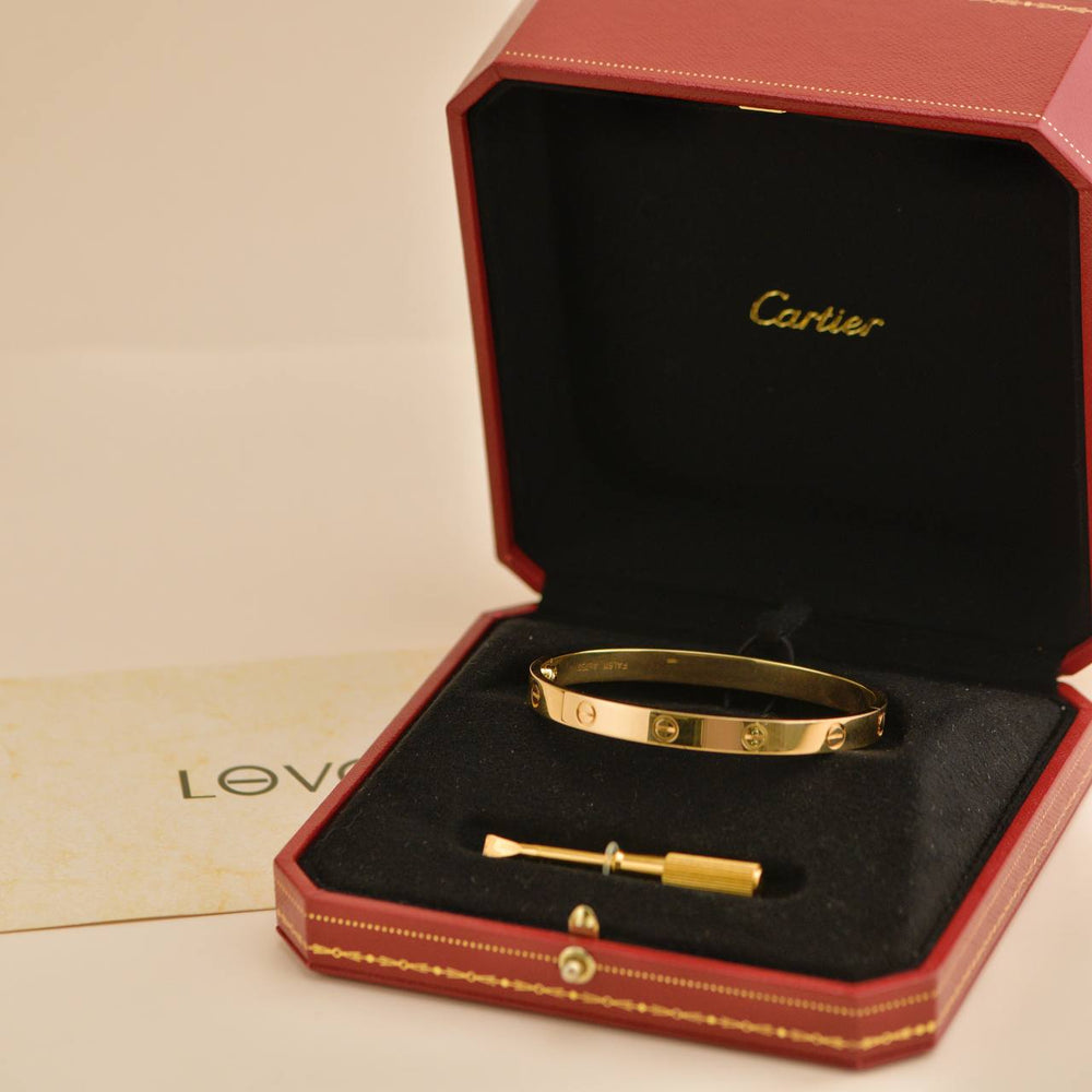 Preowned Cartier Love 18k Yellow Gold Bracelet Size 18