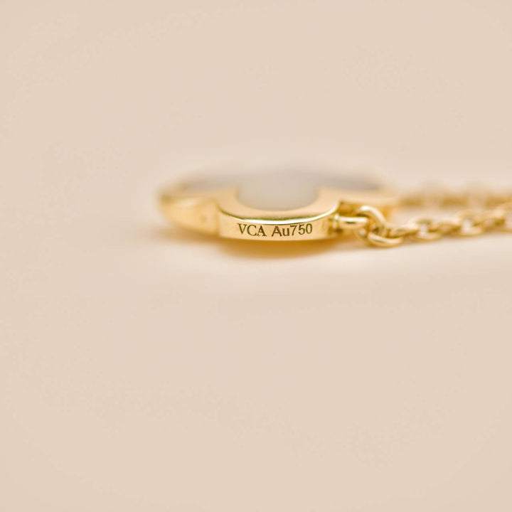 Preloved Van Cleef Pure Alhambra Mother of Pearl 18K Yellow Gold Pendant Necklace
