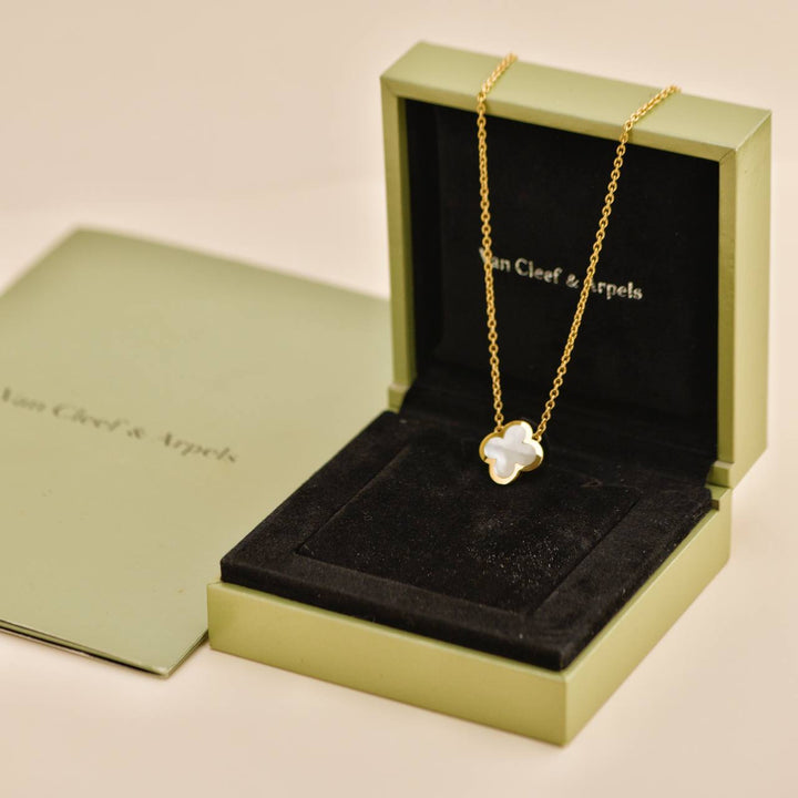 Preowned Van Cleef & Arpels Pure Alhambra Mother of Pearl 18K Yellow Gold Pendant Necklace