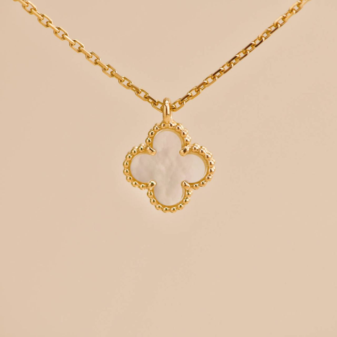 Preloved Van Cleef Sweet Alhambra Mother of Pearl 18K Yellow Gold Pendant Necklace