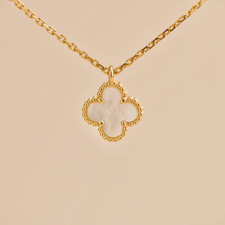 Preloved Van Cleef Sweet Alhambra Mother of Pearl 18K Yellow Gold Pendant Necklace