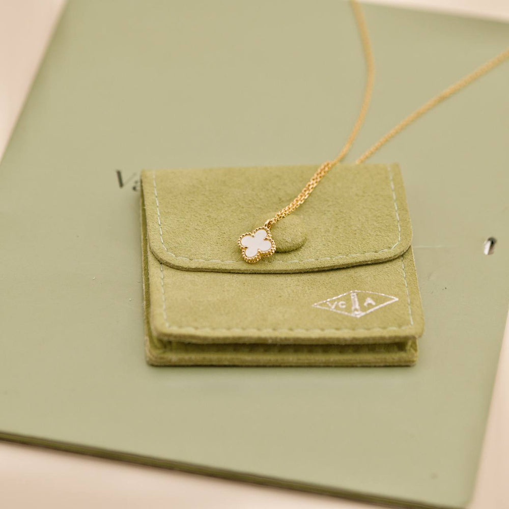 Preowned Van Cleef & Arpels Sweet Alhambra Mother of Pearl 18K Yellow Gold Pendant Necklace