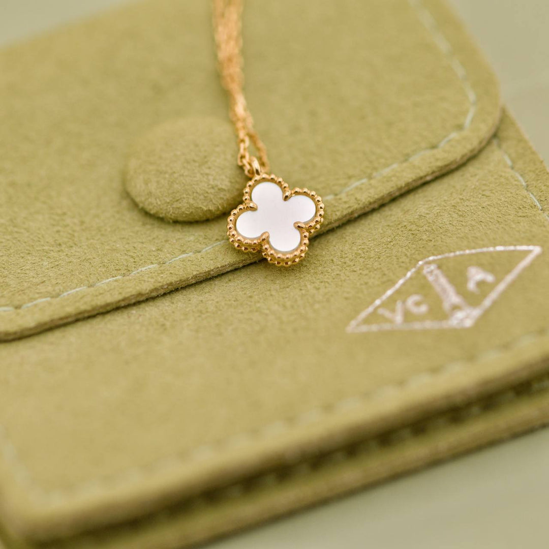Second Hand Van Cleef & Arpels Sweet Alhambra Mother of Pearl 18K Yellow Gold Pendant Necklace