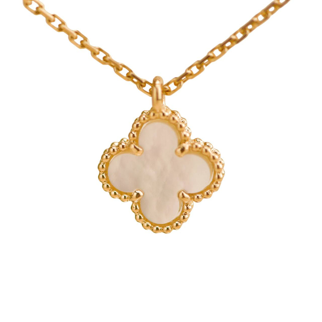 Preloved Van Cleef & Arpels Sweet Alhambra Mother of Pearl 18K Yellow Gold Pendant Necklace