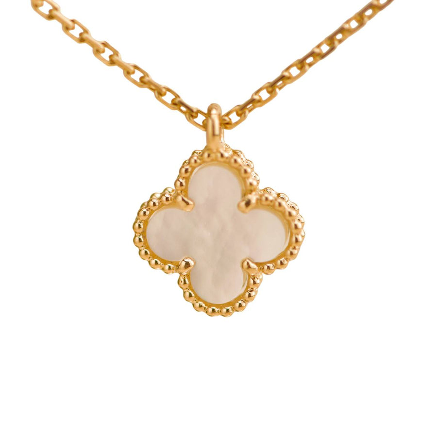 Preloved Van Cleef & Arpels Sweet Alhambra Mother of Pearl 18K Yellow Gold Pendant Necklace