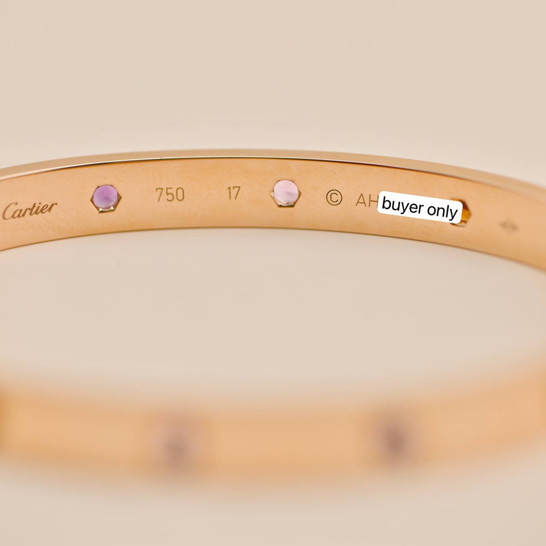 Second Hand Cartier Rainbow Multi Gem 18K Rose Gold Love Bracelet 