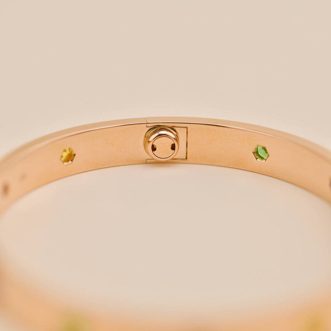 Preowned Cartier Rainbow Multi Gem 18K Rose Gold Love Bracelet 