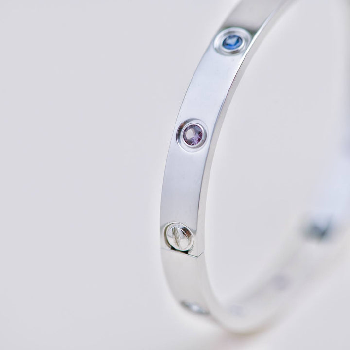 Second Hand Cartier Rainbow Multi Gem 18K White Gold Love Bracelet 