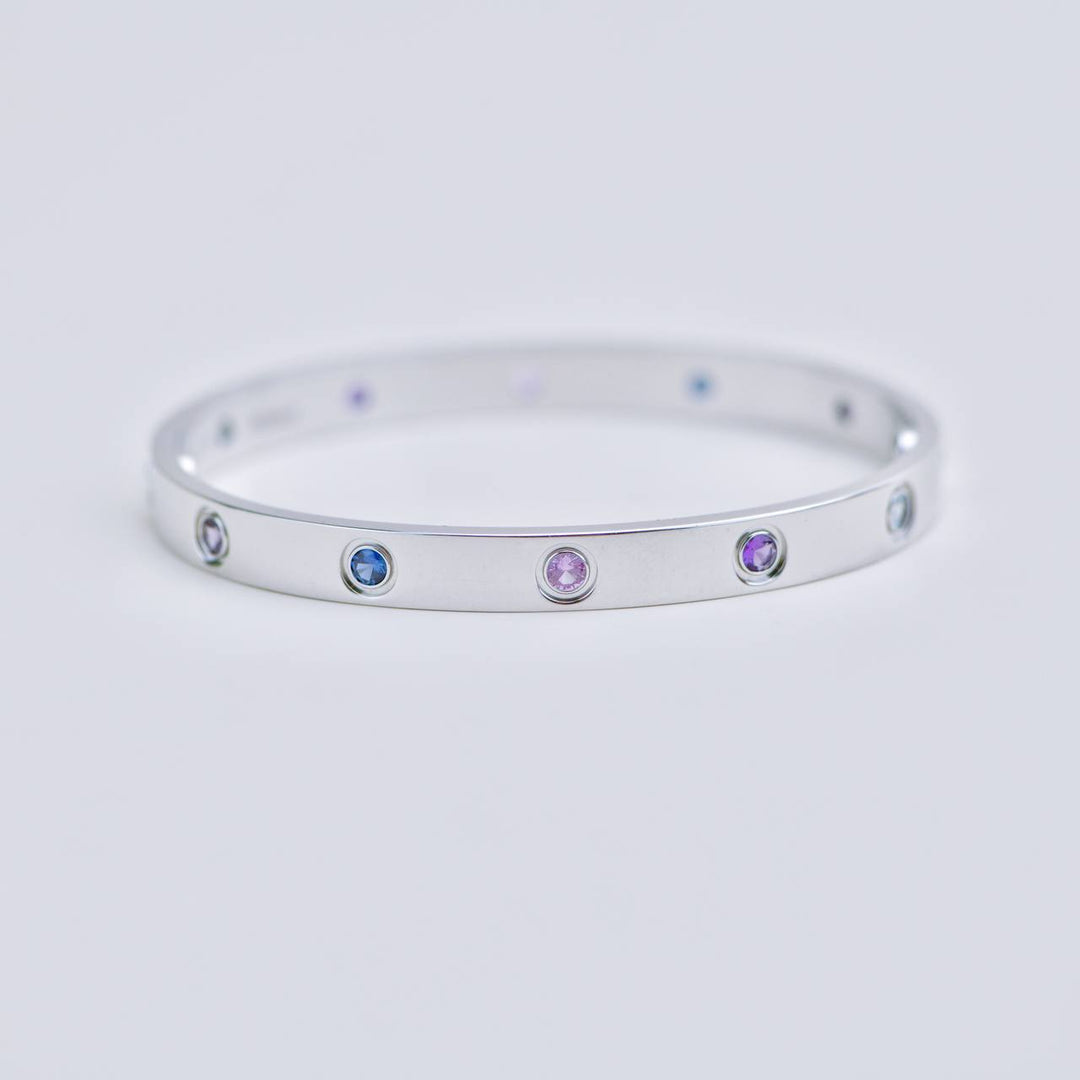 Preloved Cartier Rainbow Multi Gem 18K White Gold Love Bracelet 
