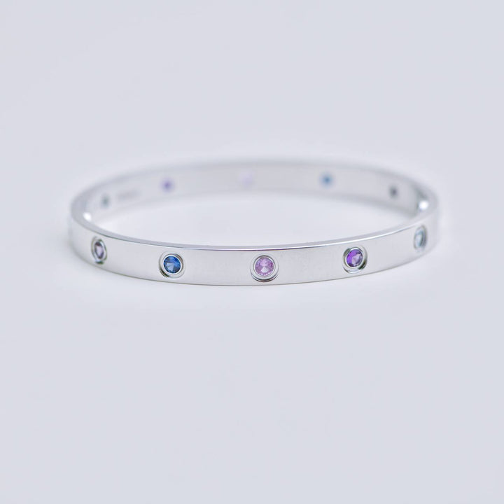 Preloved Cartier Rainbow Multi Gem 18K White Gold Love Bracelet 