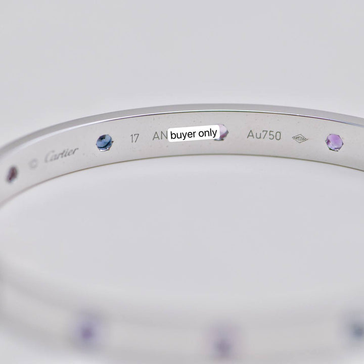 Used Cartier Rainbow Multi Gem 18K White Gold Love Bracelet 