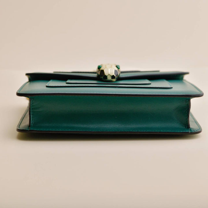 Preloved Bvlgari Serpenti Forever Emerald Green Leather Chain Handbag
