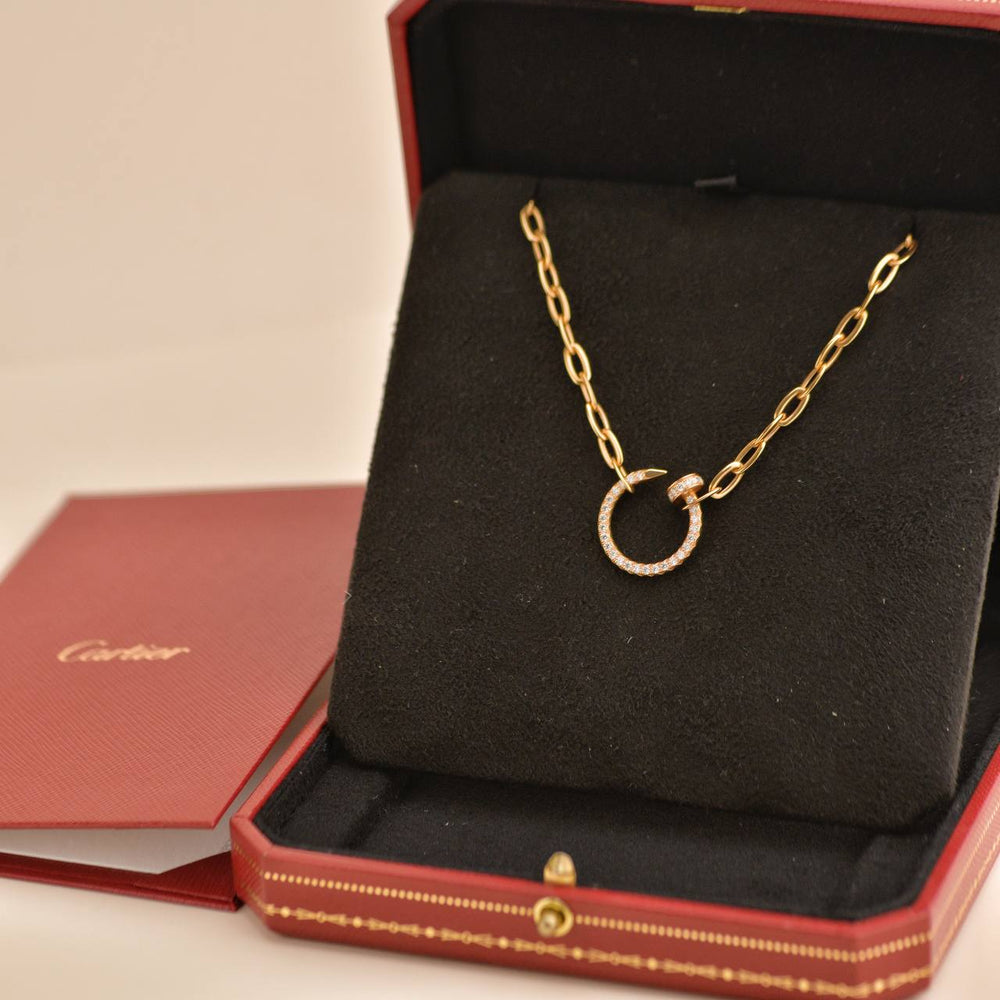 Preowned Cartier Juste un Clou Diamond 18k Rose Gold Pendant Necklace
