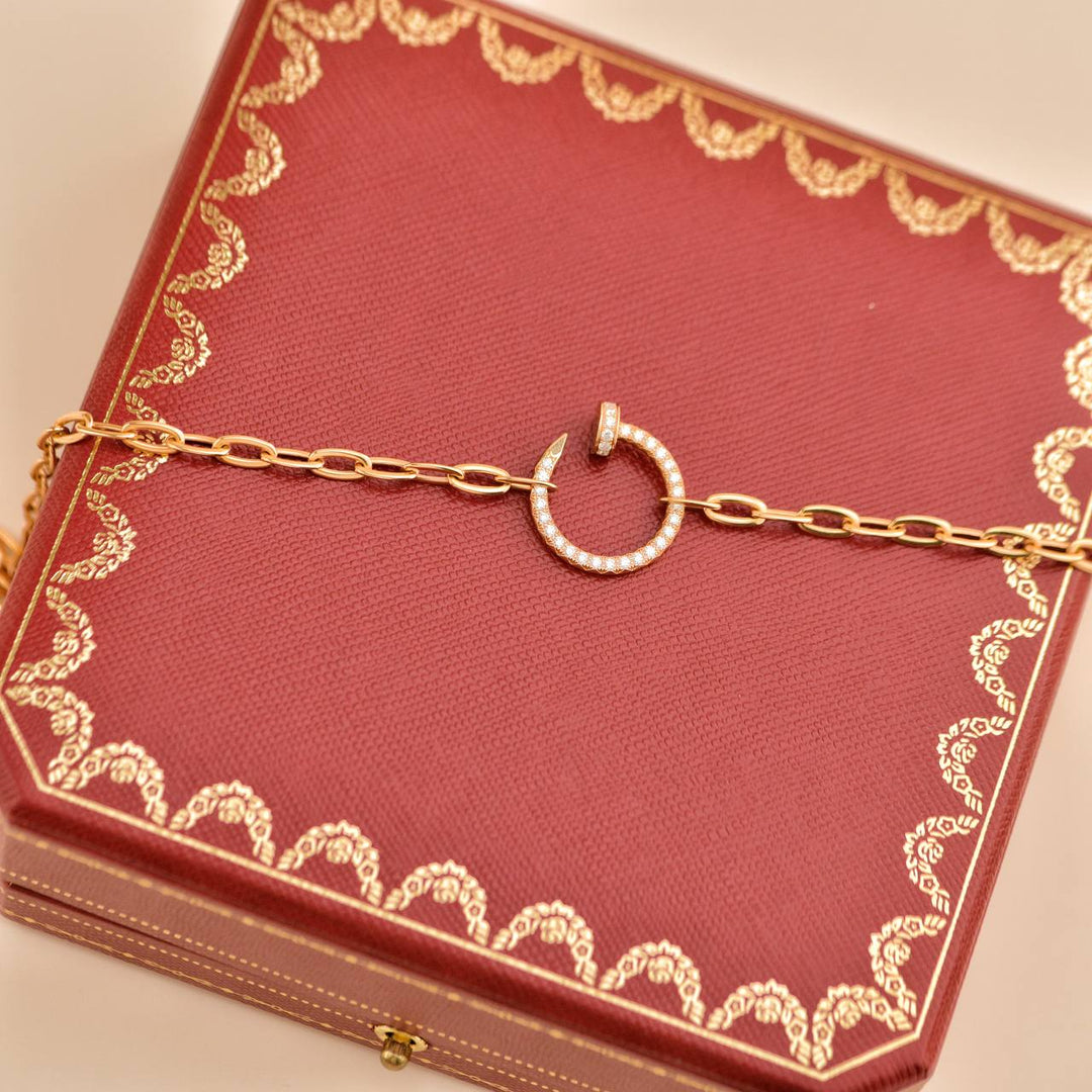 Second Hand Cartier Juste un Clou Diamond 18k Rose Gold Pendant Necklace