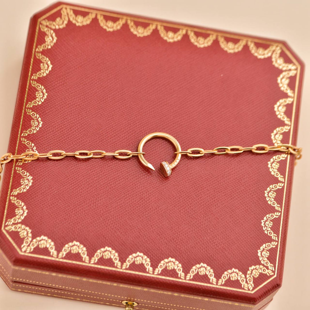 Used Cartier Juste un Clou Diamond 18k Rose Gold Pendant Necklace
