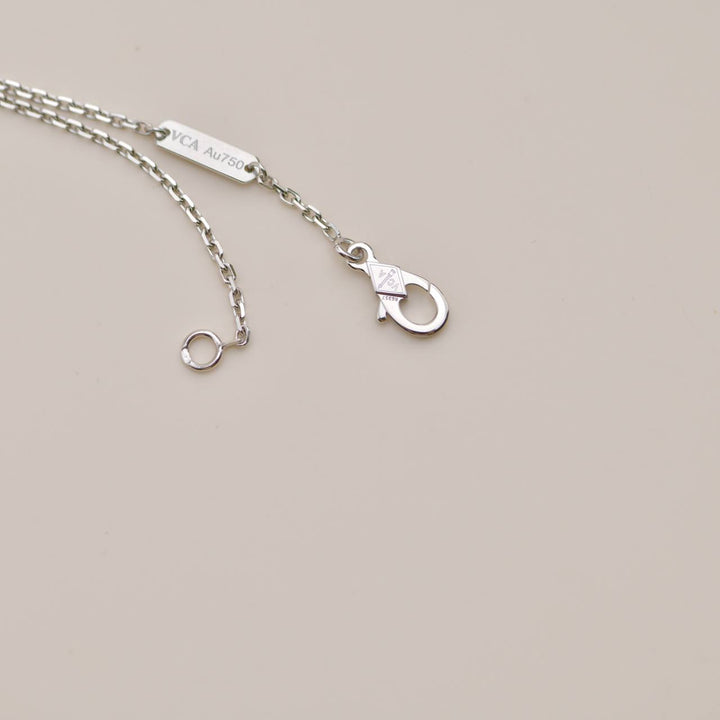 Used VCA Vintage Alhambra Diamond Guilloché 18K Rose White Gold 2024 Holiday Necklace