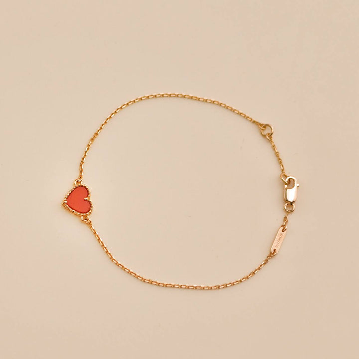 Used Van Cleef & Arpels Sweet Alhambra Carnelian 18K Rose Gold Bracelet 