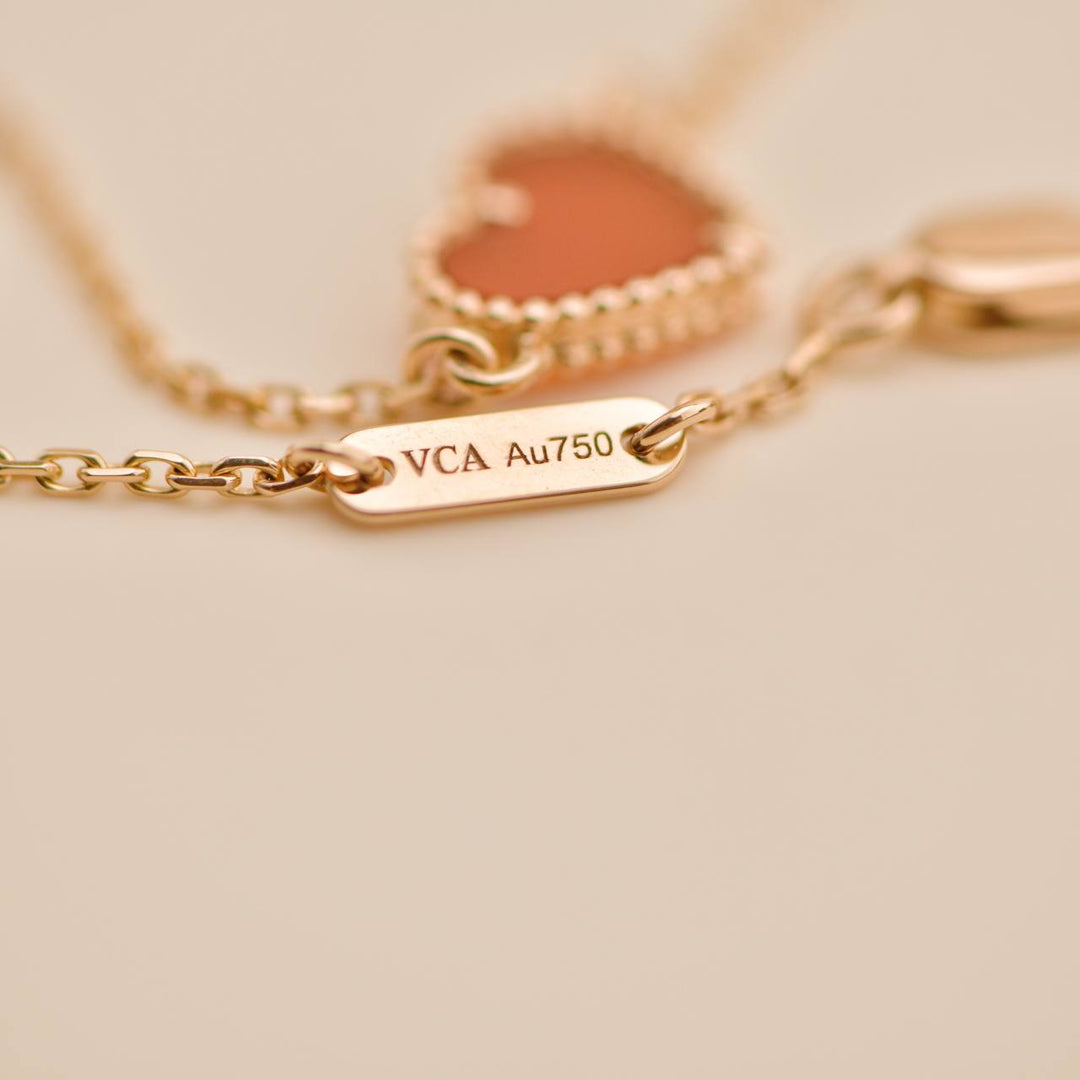 Second Hand Van Cleef Sweet Alhambra Carnelian 18K Rose Gold Bracelet 
