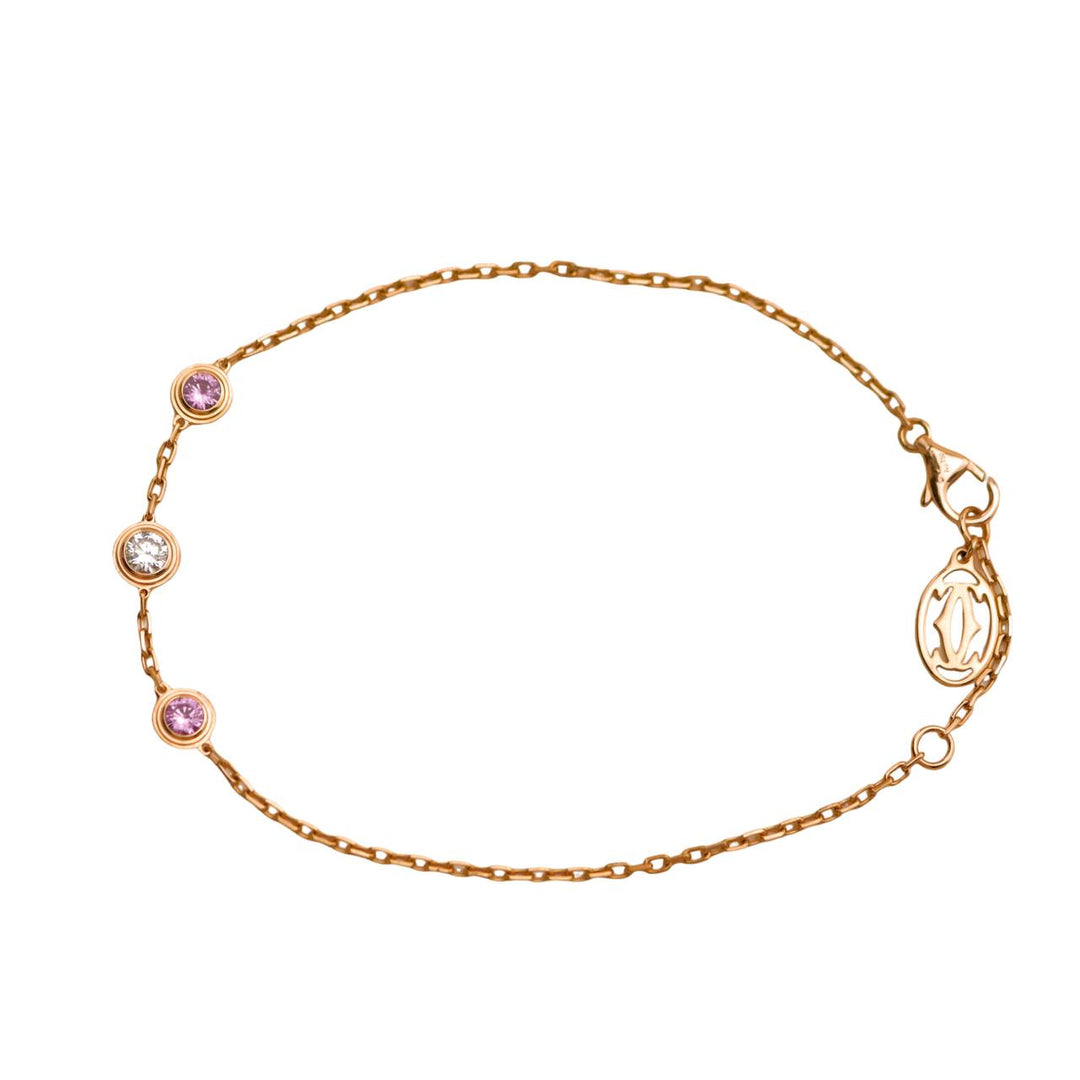 Preloved Cartier Légers Pink Sapphire Diamond 18k Rose Gold Bracelet