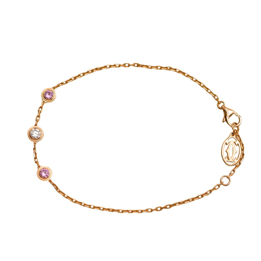 Preloved Cartier Légers Pink Sapphire Diamond 18k Rose Gold Bracelet