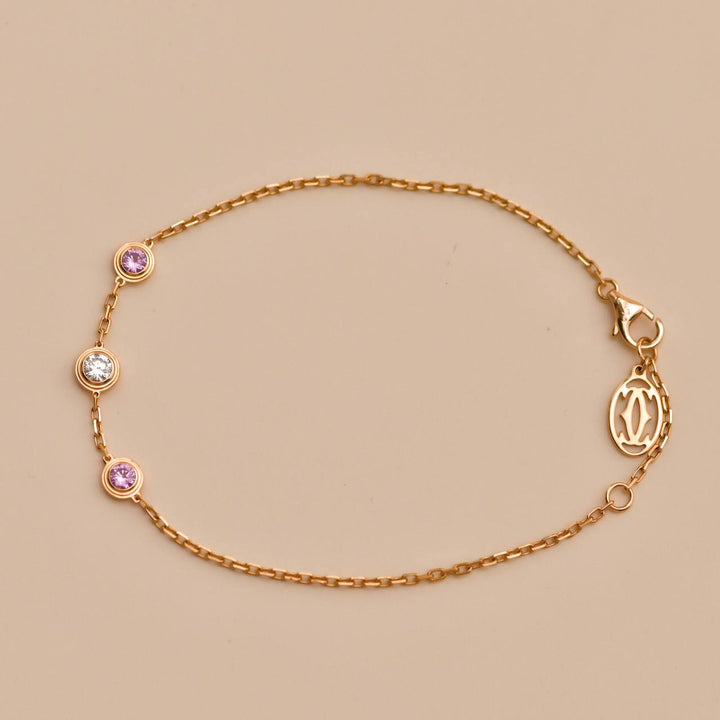 Preloved Cartier Légers Pink Sapphire Diamond 18k Gold Bracelet