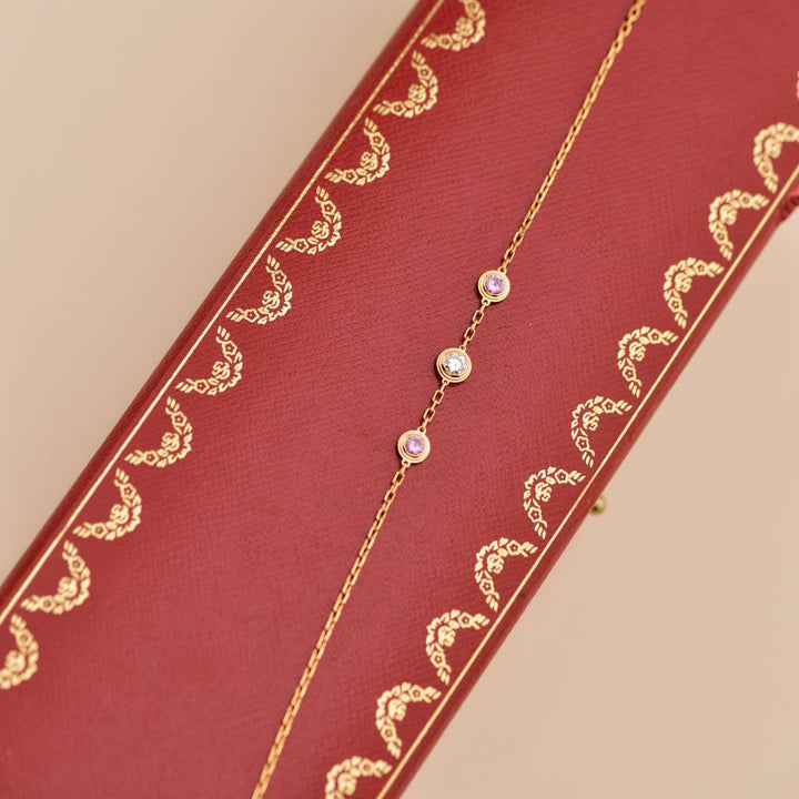 Second Hand Cartier Légers Pink Sapphire Diamond 18k Rose Gold Bracelet