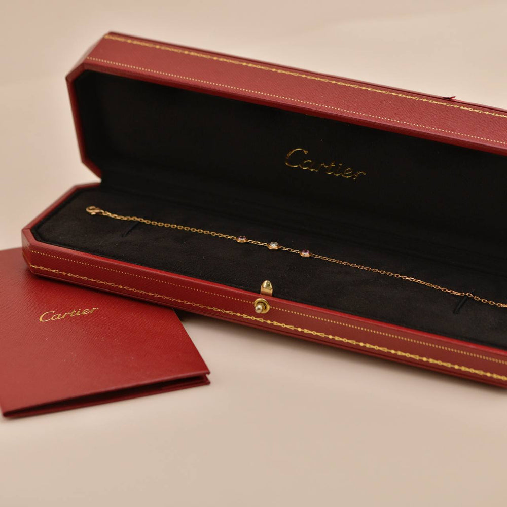 Preowned Cartier Légers Pink Sapphire Diamond 18k Rose Gold Bracelet