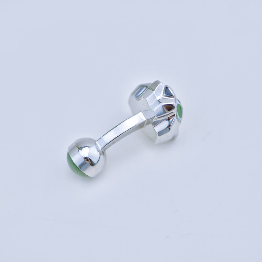 Preowned Cartier Panthère Jade Lacquer Sterling Silver Cufflinks