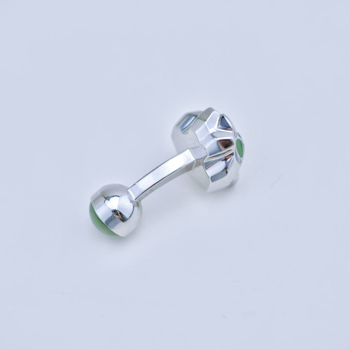 Preowned Cartier Panthère Jade Lacquer Sterling Silver Cufflinks