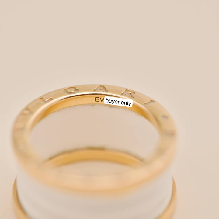 Used Bvlgari B.Zero1 18k Rose Gold White Ceramic Ring Size 56