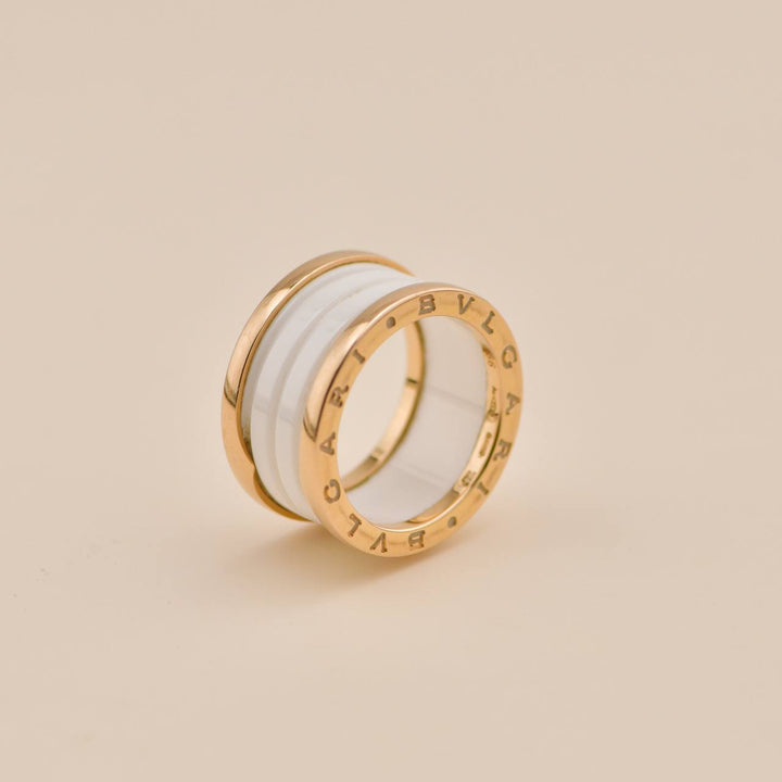 Preloved Bvlgari B.Zero1 18k Rose Gold White Ceramic Ring 
