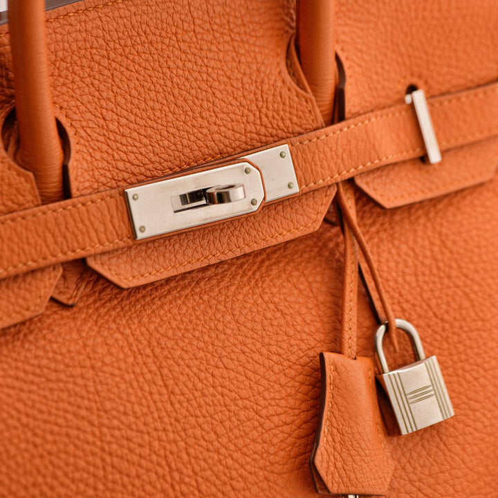 Used Hermès Birkin 30 Orange Togo Leather Handbag