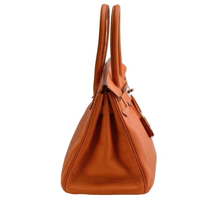 Second Hand Hermès Birkin 30 Orange Togo Leather Palladium Silver Hardware Handbag