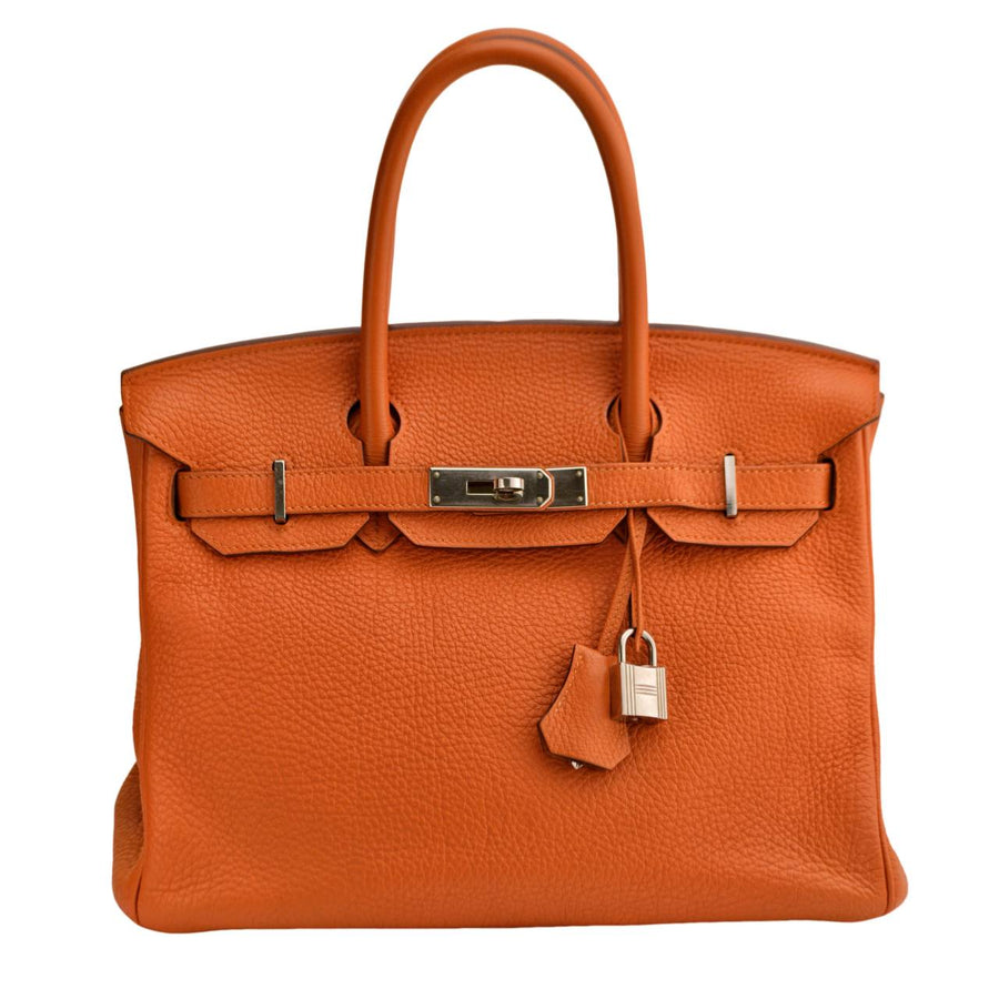 Preloved Hermès Birkin 30 Orange Togo Leather Palladium Silver Hardware Handbag
