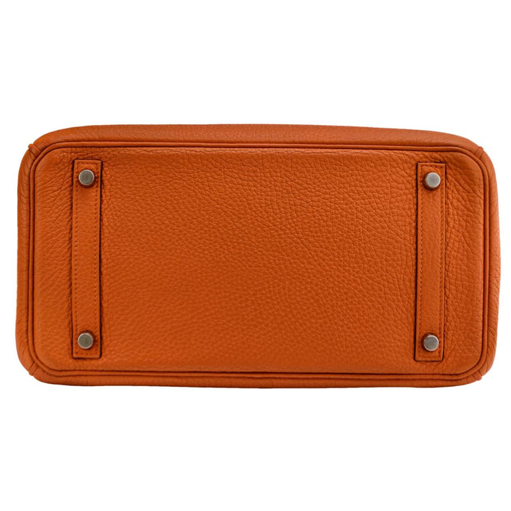 Used Hermès Birkin 30 Orange Togo Leather Palladium Silver Hardware Handbag