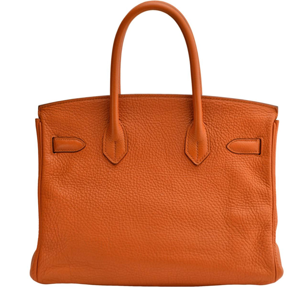 Preowned Hermès Birkin 30 Orange Togo Leather Palladium Silver Hardware Handbag