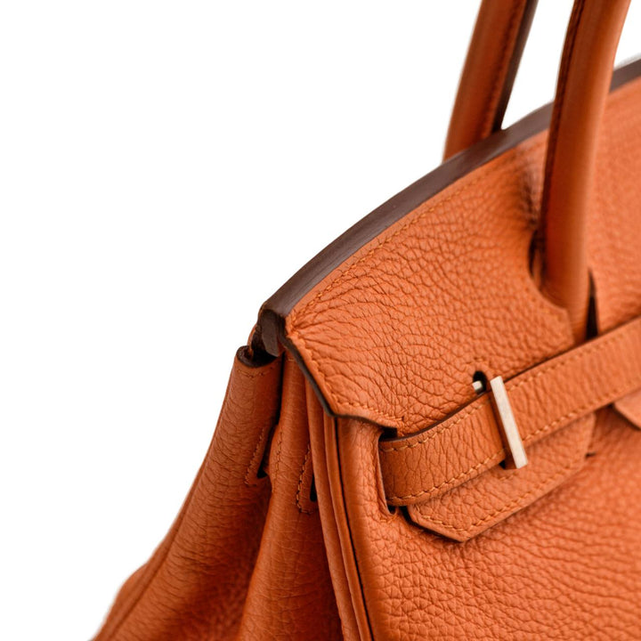 Second Hand Hermès Birkin 30 Orange Togo Leather Handbag