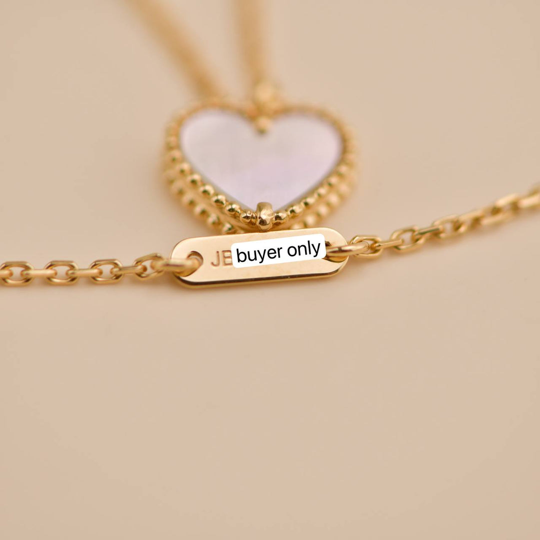 Second Hand VCA Sweet Alhambra Heart Mother of Pearl 18K Yellow Gold Pendant Necklace