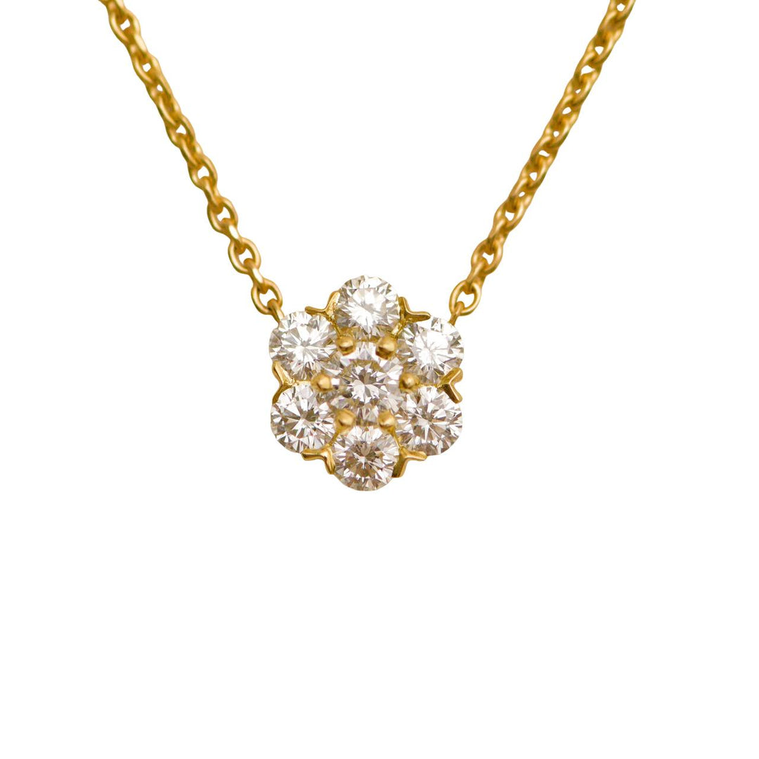 Preloved Van Cleef & Arpels Fleurette Diamond 18K Yellow Gold Necklace