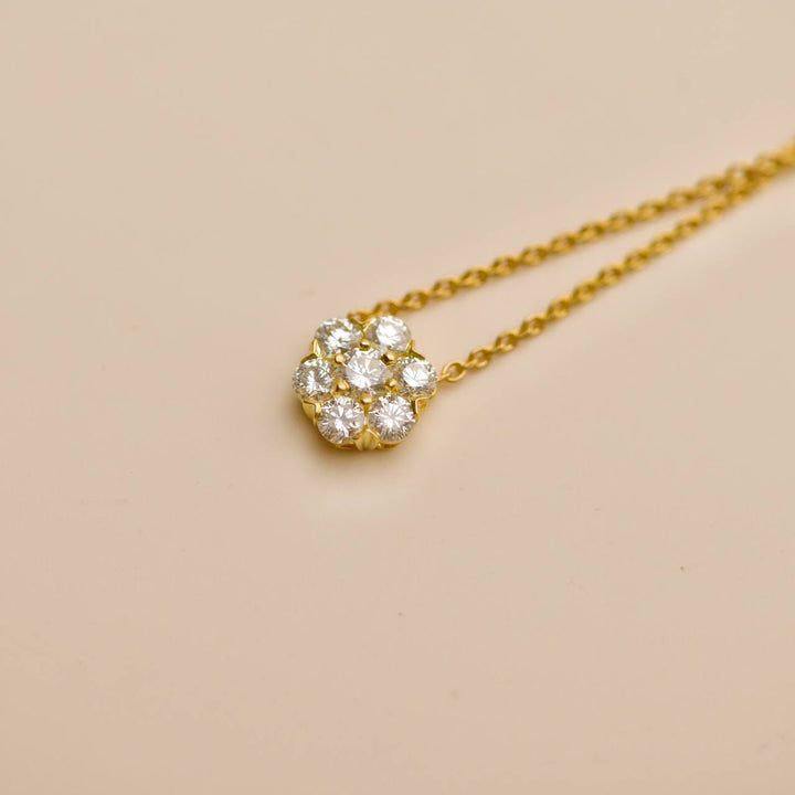 Preloved Van Cleef Fleurette Diamond 18K Yellow Gold Necklace