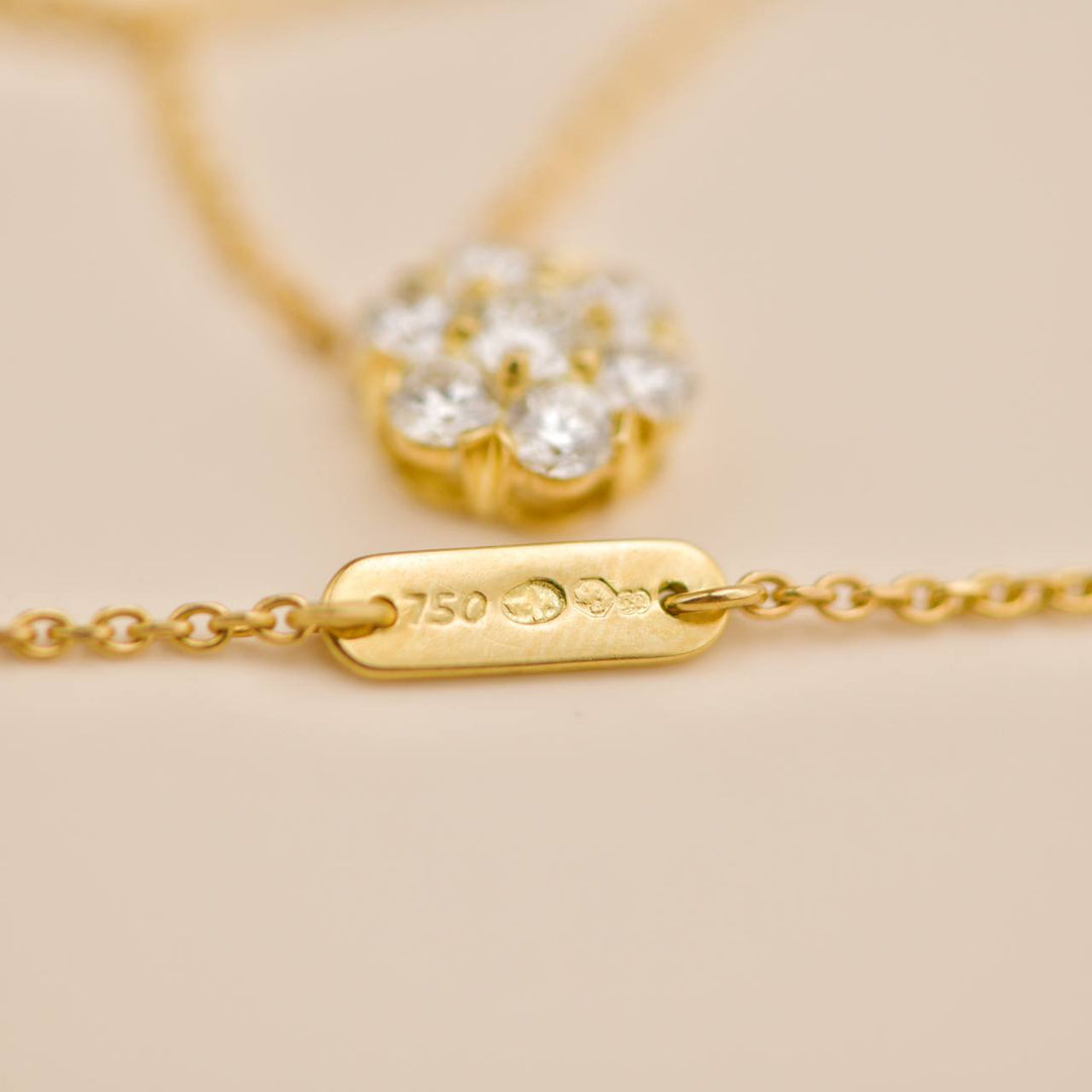 Used Van Cleef Fleurette Diamond 18K Yellow Gold Necklace