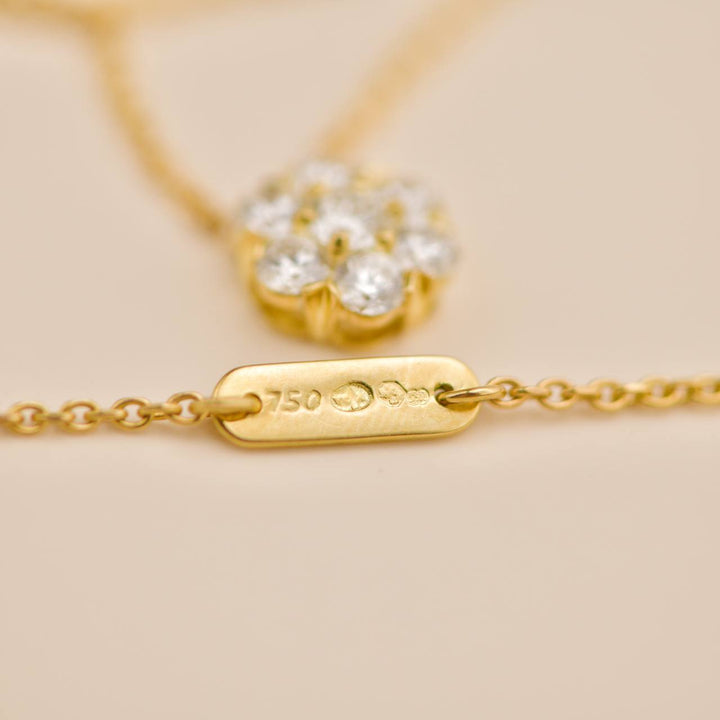 Used Van Cleef Fleurette Diamond 18K Yellow Gold Necklace