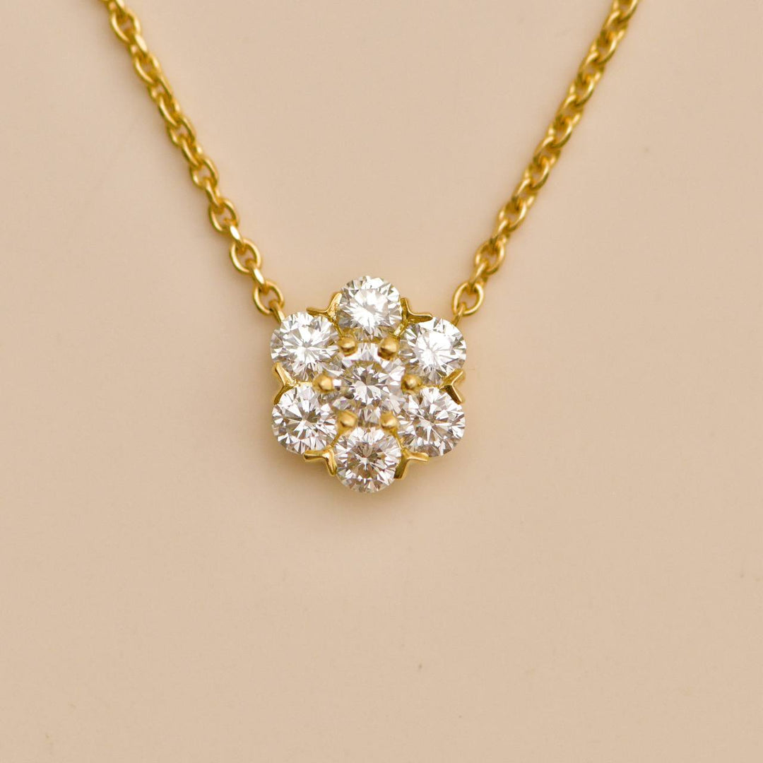 Used Van Cleef & Arpels Fleurette Diamond 18K Yellow Gold Necklace